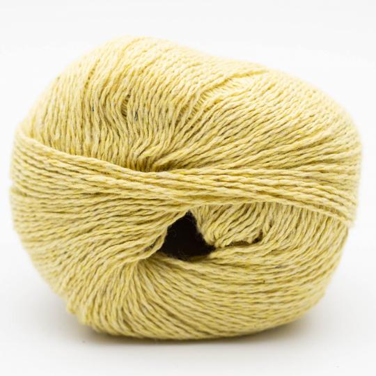 pelotes de fil à tricoter Reborn Denim Uni de Kremke en coton recyclé coloris 144 lime green