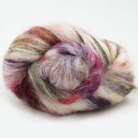 écheveau de fil à tricoter en soie et mohair Kidsilk Gradient de Cowgirl Blues coloris cape carnival (blanc, jaune, rouge, vert)