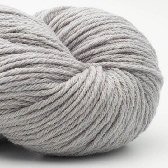 écheveau de fil à tricoter Northern Lights GOTS de BC GARN en laine et soie, coloris 21 light grey
