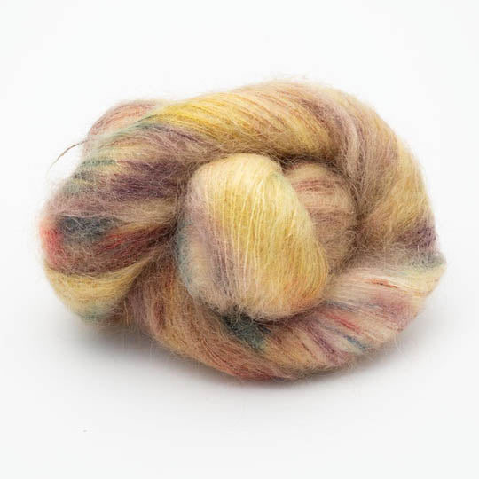 écheveau de fil à tricoter en soie et mohair Kidsilk Gradient de Cowgirl Blues coloris true colours (jaune et marron)