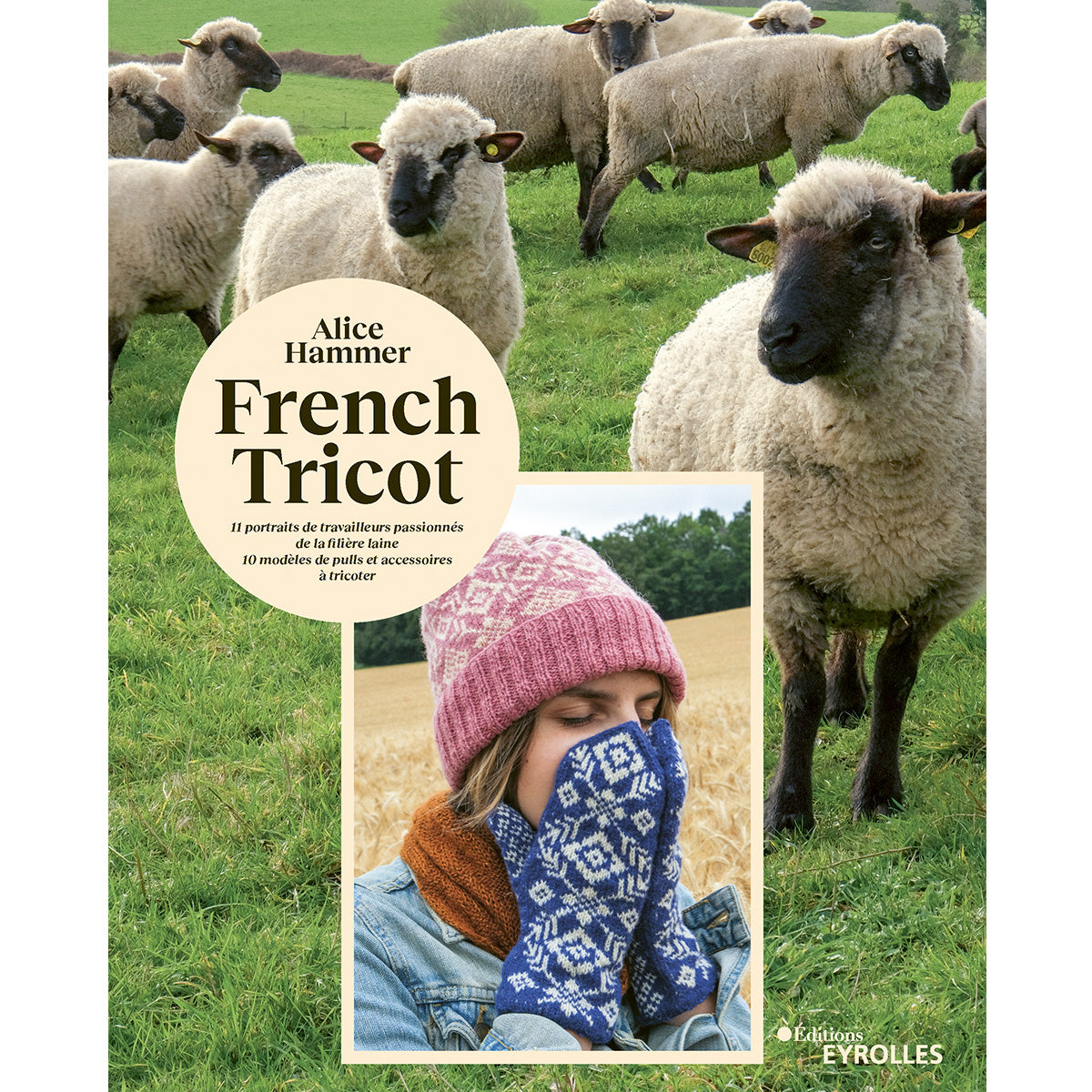 couverture du livre French Tricot de Alice Hammer, Alice hammer en bonnet et moufles et troupeau de moutons
