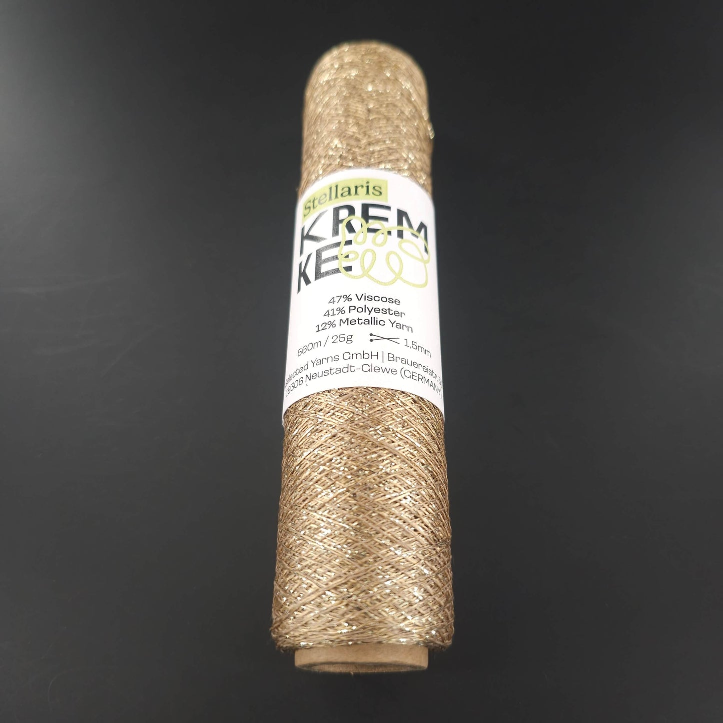 bobine de fil metallisé stellaris de kremke, coloris 117 sand gold