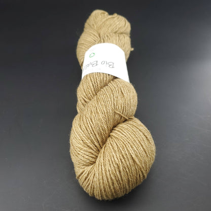 écheveau de fil à tricoter Bio Balance de BC GARN coloris 06 moss sur fond noir