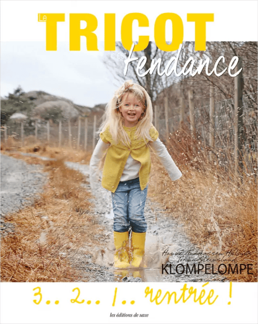 Couverture du livre de tricot "3.. 2.. 1.. rentrée !" présentant une enfant portant un gilet en laine tricotée. Modèles de mode pour enfants, ados et femmes - Boutique Wolly Roger