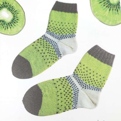 modele de chaussettes kiwi de fruity socks de kremke