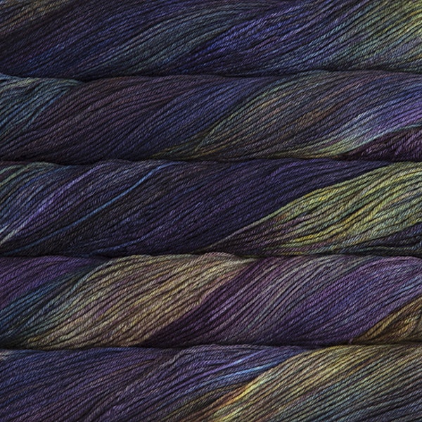 écheveaux de laine merino Arroyo de Malabrigo coloris Candombe (vert, bleu et violet)