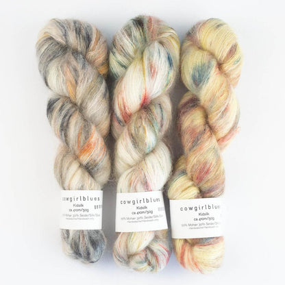 3 écheveaux de fil à tricoter en soie et mohair Kidsilk Gradient de Cowgirl Blues (multicolores)